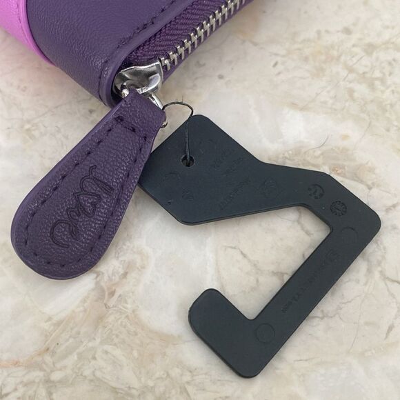 NWT Vegan Leather Long Zippered Wallet Purple & Pink Heart - Picture 6 of 10